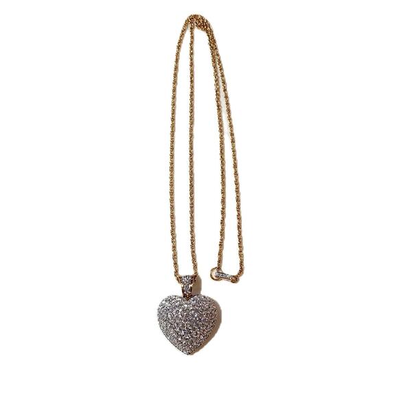 Swarovski Crystal Puffy Pave Heart Rope Necklace Retired - Picture 2 of 8
